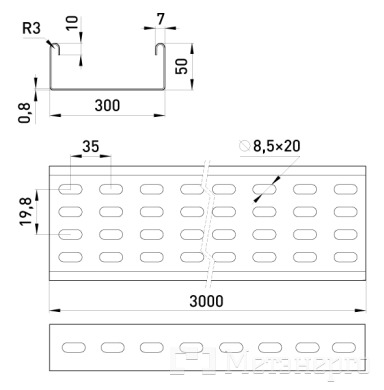 A30-15A-08 Лоток перфорований 300х50, 3 м, товщ.0,8 мм. - Метенерго A30-15A-08 Лоток перфорований 300х50, 3 м, товщ.0,8 мм. - Метенерго