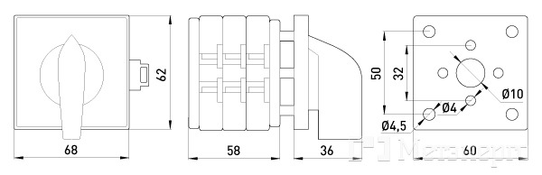 8837-200 Пакетний перемикач LK63/3.323-SP/45 щитовий, на DIN - рейку, 3p, 1-0-2, 63А - Метенерго 8837-200 Пакетний перемикач LK63/3.323-SP/45 щитовий, на DIN - рейку, 3p, 1-0-2, 63А - Метенерго