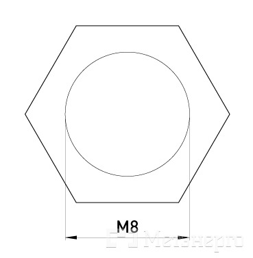 m1030002 Гайка чиста з різьбою М8 e.metiz.nut.1.60.2.08 - Метенерго