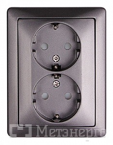ins0030072 Комплект e.lux.1232L.2gz.anthracite.hang розетки двойной c з/к SHUKO, "антрацит" (в промоупаковке) - Метэнерго ins0030072 Комплект e.lux.1232L.2gz.anthracite.hang розетки двойной c з/к SHUKO, "антрацит" (в промоупаковке) - Метэнерго