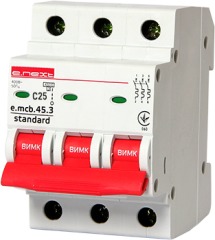 s002025 Модульный автоматический выключатель e.mcb.stand.45.3.C2, 3p, 2A, C, 4,5 кA - Метэнерго