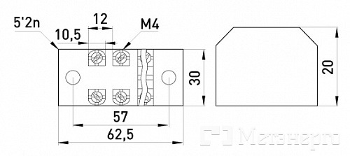 p056007 Клемна колодка захищена e.tc.protect.25.4, 25А, 4 полюса - Метенерго