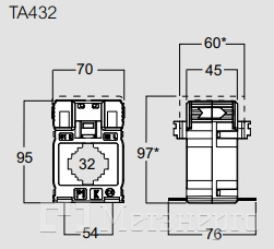 TA43250C300 Трансформатор тока TA432 40,5x10,5 (d=32мм.) 300/5А (кл.0,5=5 ВА) - Метэнерго
