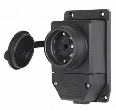 s9100025 Розетка одинарна с захистною кришкою каучукова e.socket.rubber.029.1.16, з з/к, 16А - Метенерго