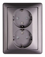 ins0040072 Комплект e.lux.1232L.2gz.anthracite розетки двойной c з/к SHUKO, "антрацит" - Метэнерго