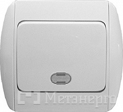 s035040c Выключатель e.install.stand.811L+f.cer одноклавишный с подсветкой с рамкой - Метэнерго