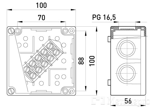 037 Коробка монтажна пластикова 6, IP44, 380 В, 5*4 - Метенерго 037 Коробка монтажна пластикова 6, IP44, 380 В, 5*4 - Метенерго