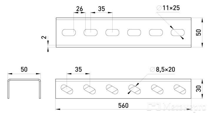 A5-4-50 Тримач лотка 560 мм знизу - Метенерго A5-4-50 Тримач лотка 560 мм знизу - Метенерго