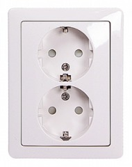 ins0040069 Комплект e.lux.1232L.2gz.white розетки двойной с з/к SHUKO , белый - Метэнерго