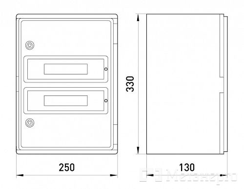 CP5102 Шафа удароміцна з АБС-пластика e.plbox.250.330.130.18m.blank, 250х330х130мм, IP65 з панеллю під 18 модулів - Метенерго CP5102 Шафа удароміцна з АБС-пластика e.plbox.250.330.130.18m.blank, 250х330х130мм, IP65 з панеллю під 18 модулів - Метенерго