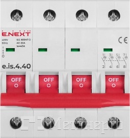 p008021 Выключатель нагрузки на DIN-рейку e.is.4.40, 4p, 40А - Метэнерго
