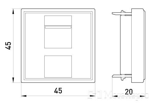 ADK-050013 Адаптер інформаційної розетки RJ-45 UTP KAT 5e зі шторкою 2 модуля 45X45 - Метенерго