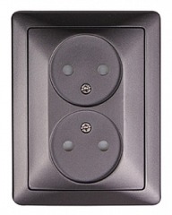 ins0040068 Комплект e.lux.1222L.2gz.anthracite розетки двойной без з/к, "антрацит" - Метэнерго