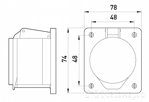 p012010 Силовая розетка, встраиваем. e.socket.pro.3.16.wall, 3п., 220В, 16А (413) - Метэнерго